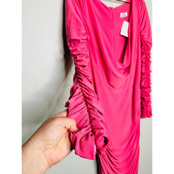 Aliétte Barbie Pink Ruched Draped Neckline Cowl Neck Gown Dress Size 10 - Picture 16 of 16